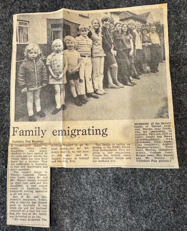 Jowsey Family emigrates to Australia