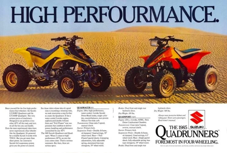 Suzuki LT250R QuadRacer Vintage Ad 1