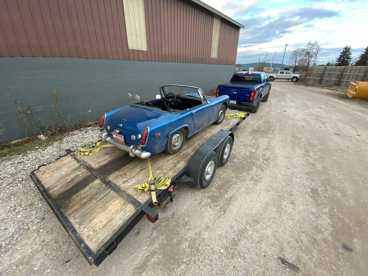 Austin Healey on trailer