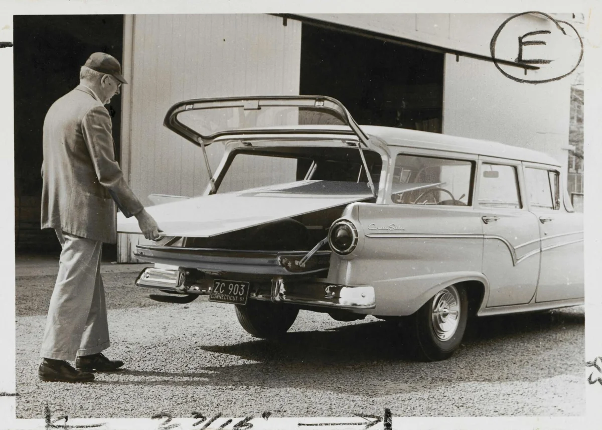 Station wagon 4X8 sheet of plywood 1957 Ford Country Sedan test