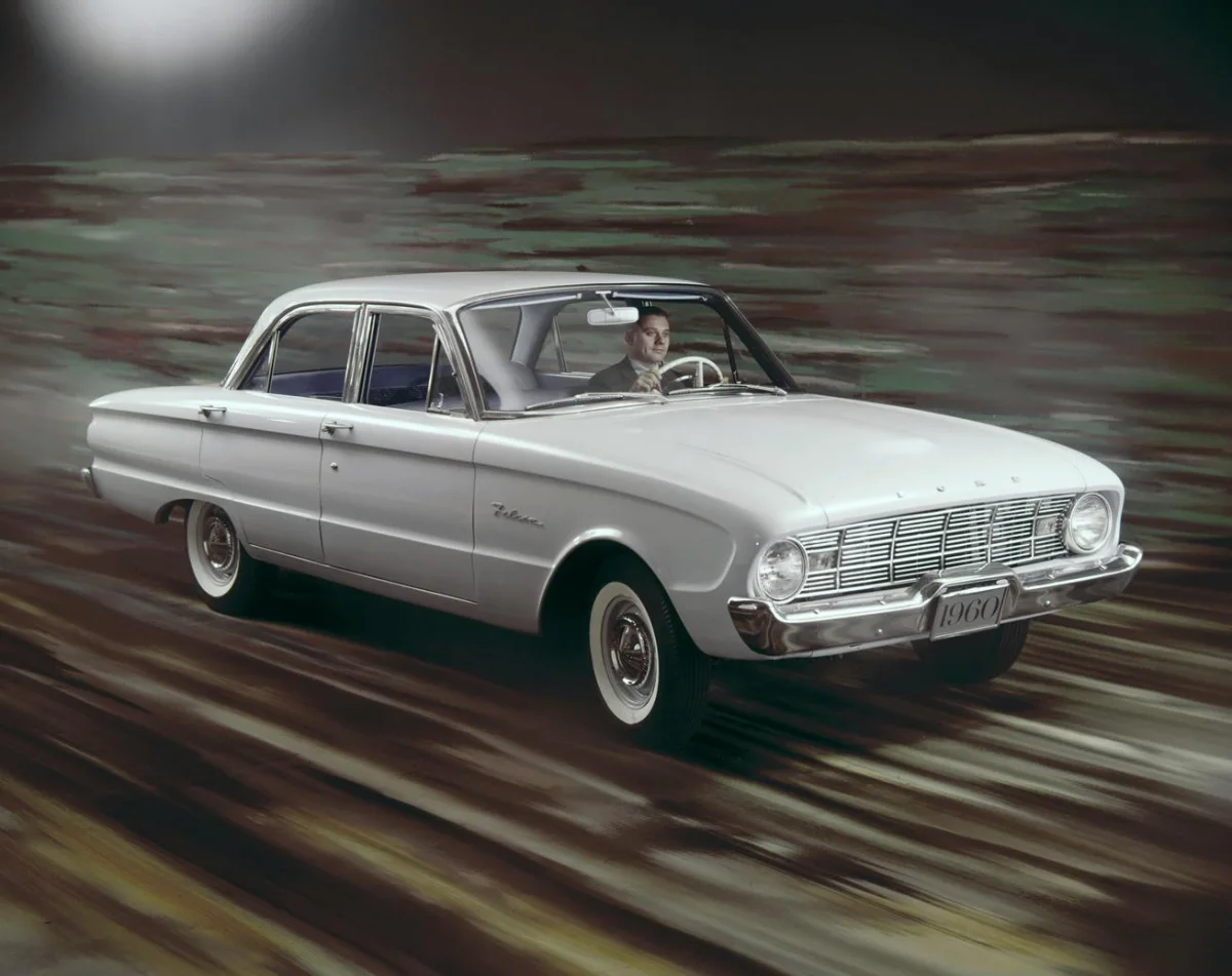 1960 white ford falcon four door sedan reliable car