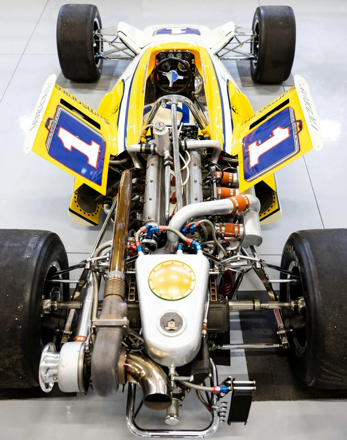 complex plumbing of the turbo Offy that propelled Joe Leonard and his Parnelli VPJ-1 to the top of the Indy-car championship in 1972