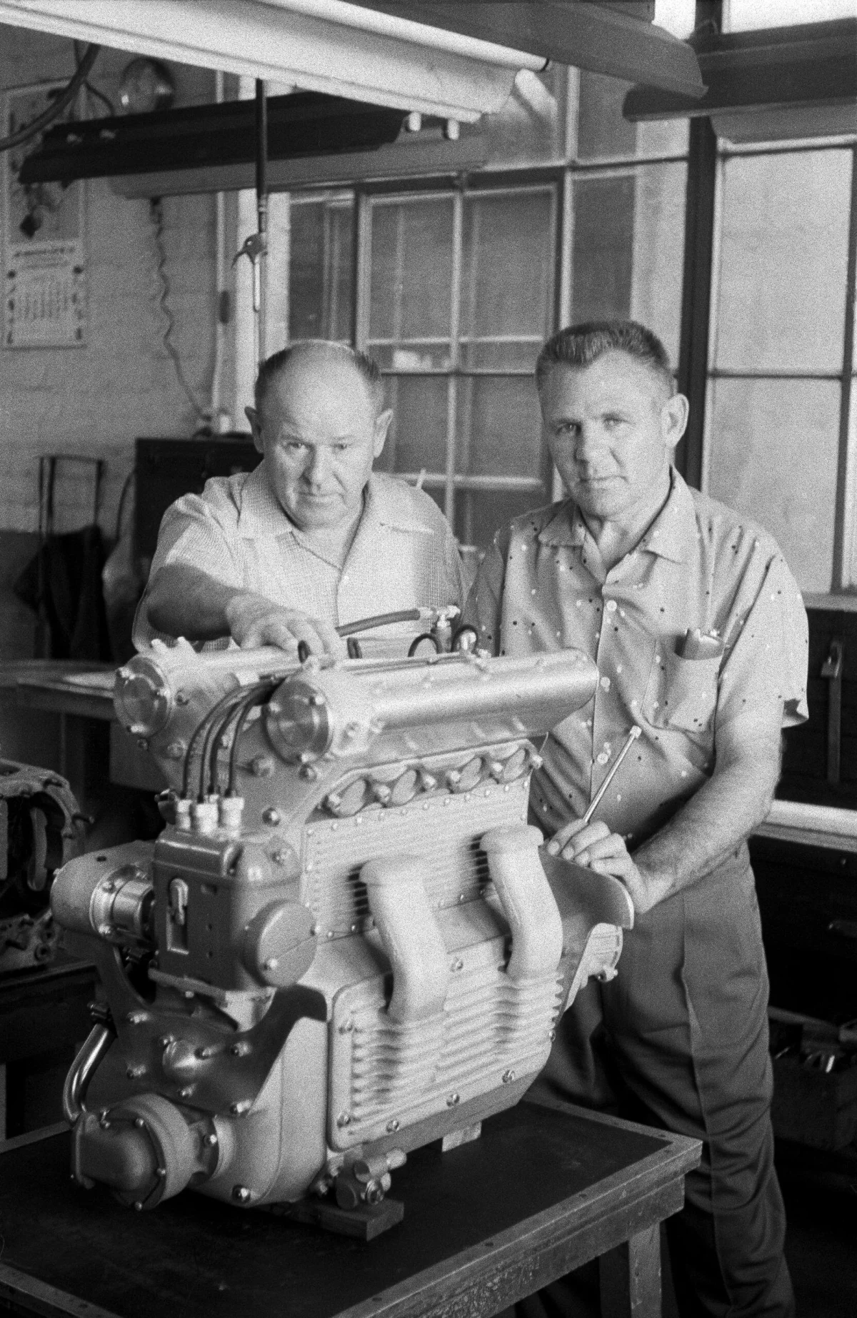 Fred Offenhauser (L) and Louis Meyer (R), Los Angeles, 1956.