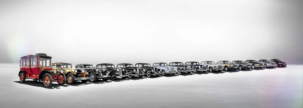 Mercedes-Benz vehicles on display