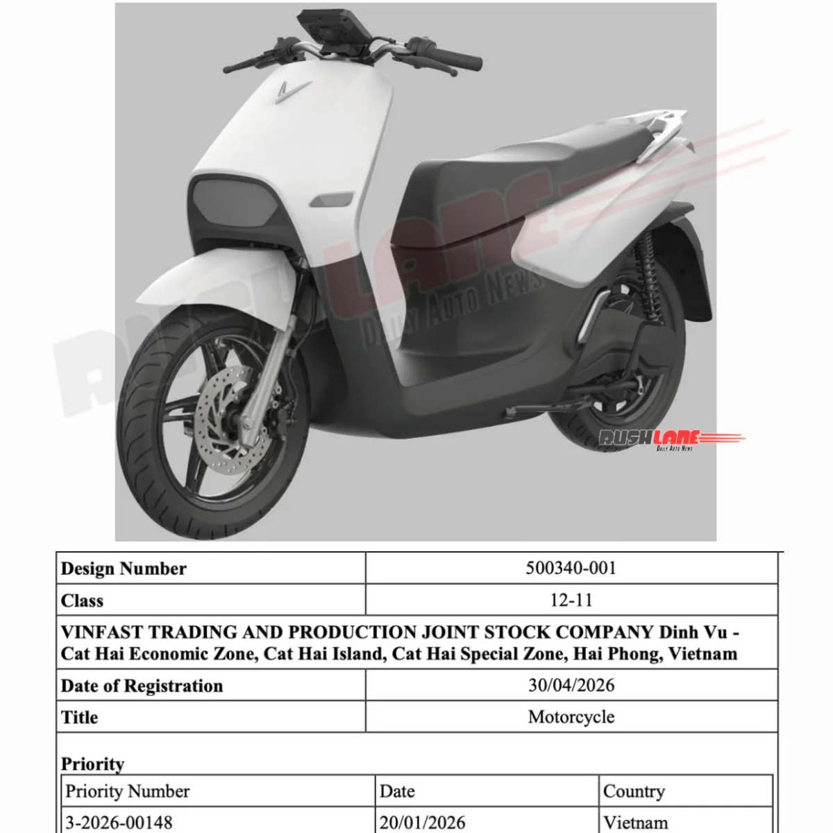 New VinFast Electric Scooter Patented